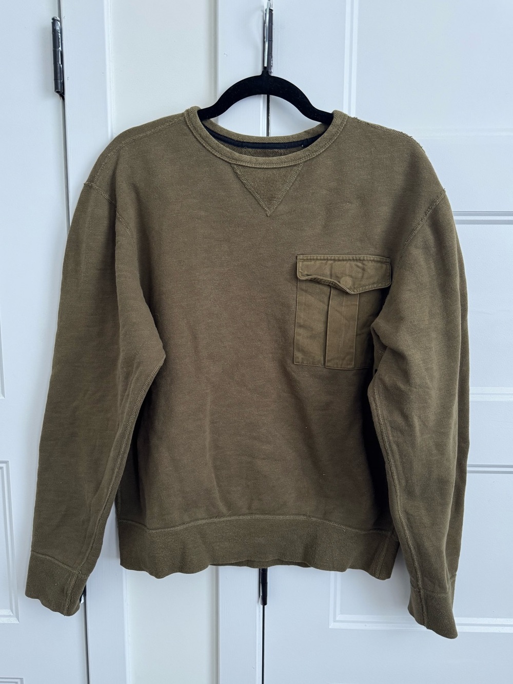 rag & bone Airington Crewneck Long Sleeve Utility Sweater in Army / Olive Green